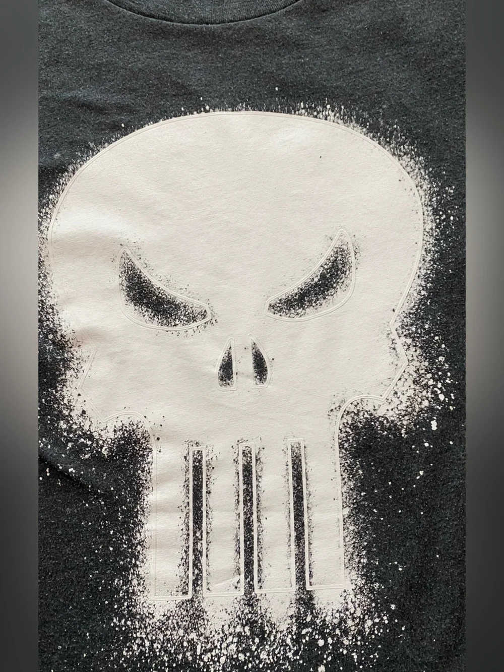 Marvel punisher Long Sleeve Tee with White Skull and Sleeve Text - Picture 4 of 8